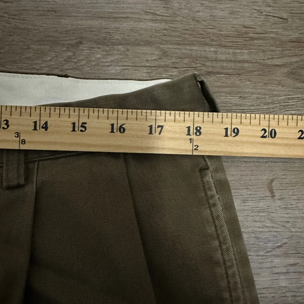 Polo Ralph Lauren Hammond Pant Mens 38x30 Brown Pleated Cuffed‎ Chino Chinos